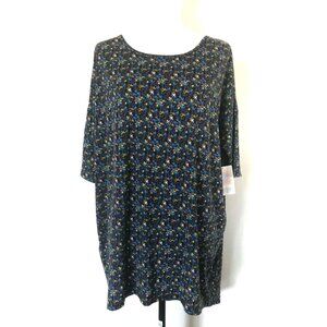 LULAROE IRMA Tunic Top Size XL Palm Blue Purple Palm Tree Print NWT